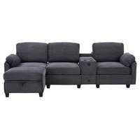 ECKSOFA L-Form mit beweglicher Mittelkonsole USB-C-Dunkelgrau 266/136/82 cm - Dunkelgrau, Textil (266/136cm) - OKWISH