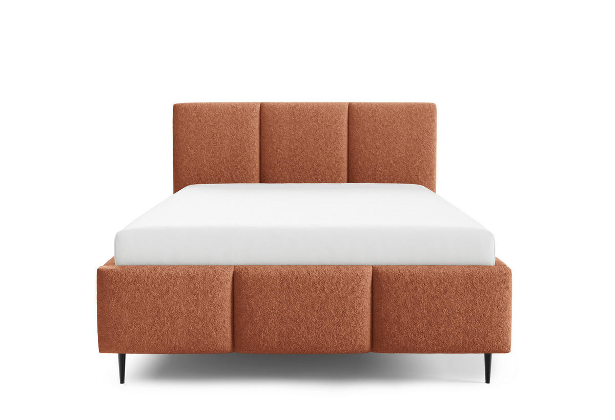 POLSTERBETT VALERIO mit Beinen mit Bettkasten, Bett 180x200,Doppelbett,Lattenrost,Boxspringbett-Optik,ohne Matratze,Schlafzimmer-Fuchsrot - Orange, Holz (180/200cm) - Furnistar