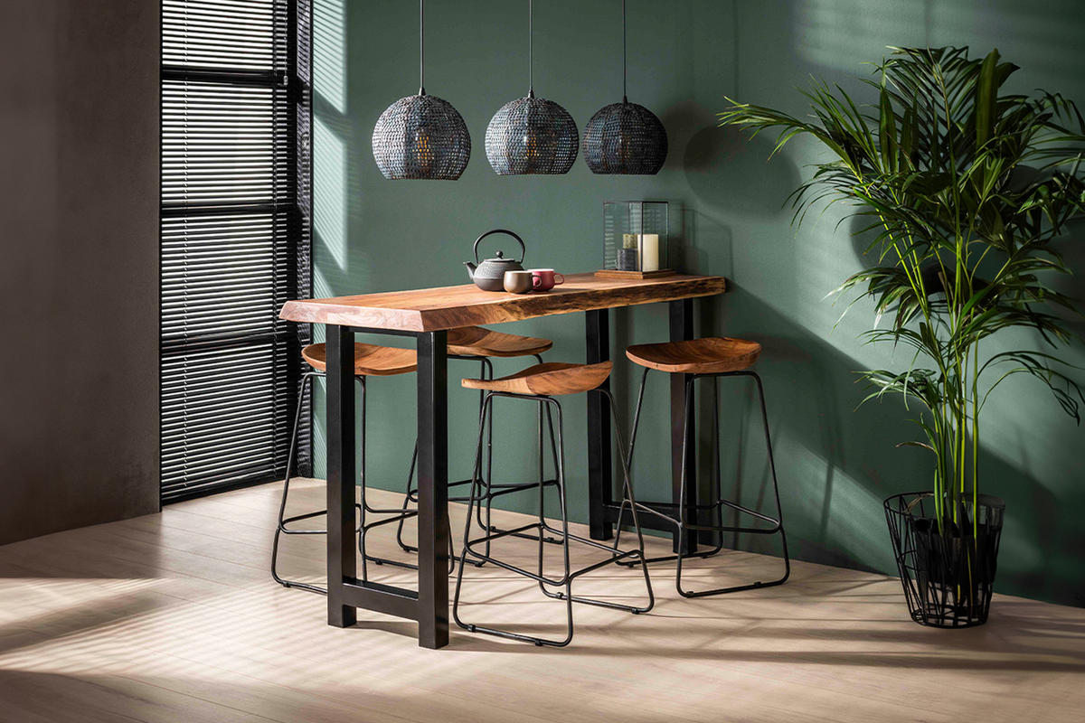 BARHOCKER LEMMY 4ER SET Braun Holz - Braun, Holz (42/73/40cm) - KAWOLA