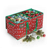 KRABICA Červená Zelená na vianočné gule 128 priehradiek - červená, textil/vlnitá lepenka (66/33/33cm) - Relaxdays