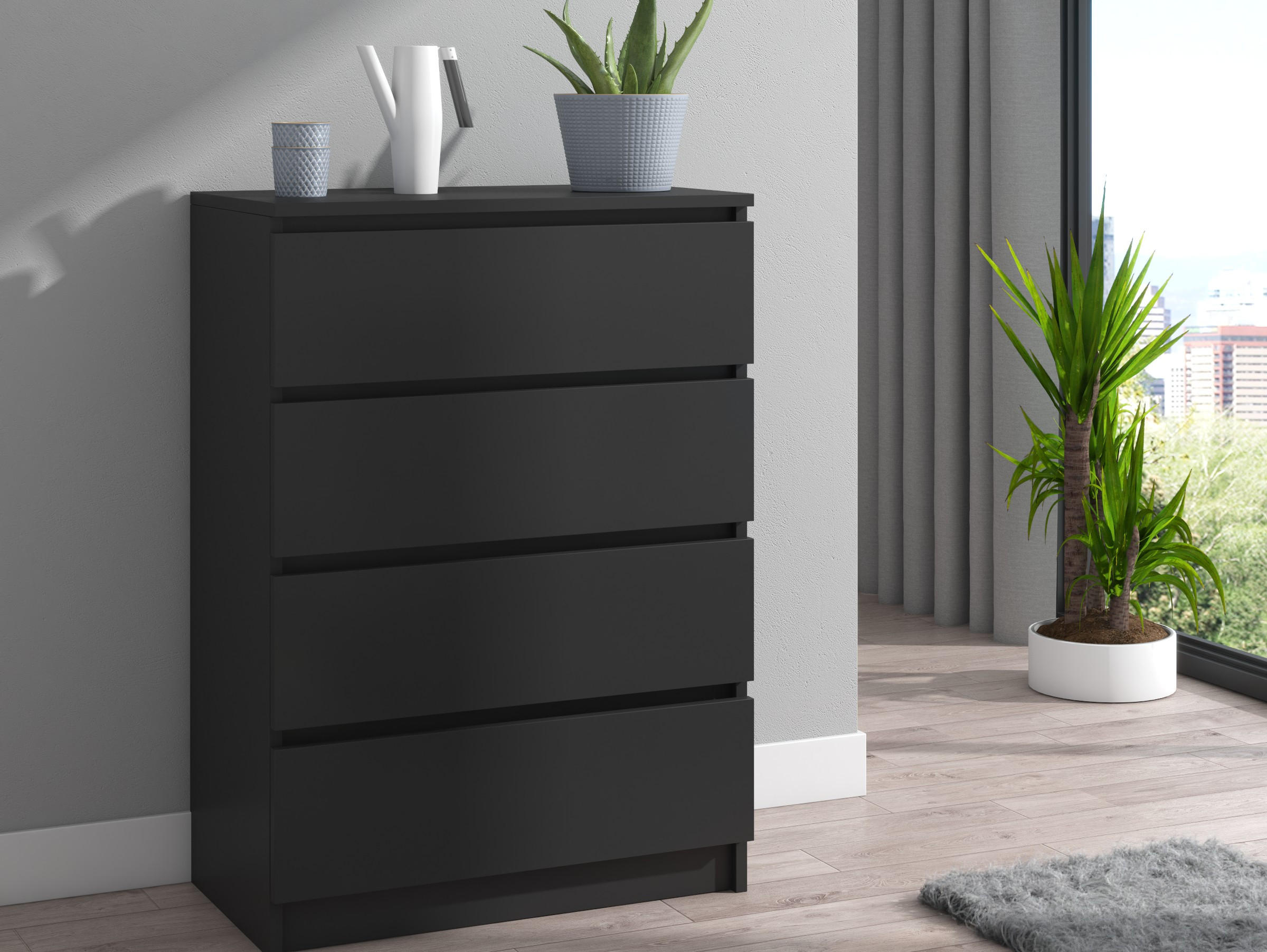 KOMMODE bella4 schwarz - Schwarz, Holzwerkstoff (60/98/35cm) - roe furniture