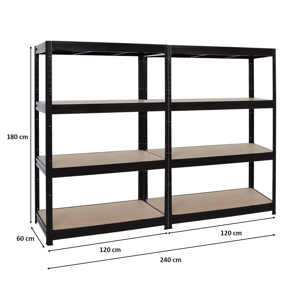 SCHWERLASTREGAL Dino 2er-Set mit 2x 180x120x60 cm Fachlast 600 kg Schwarz - Schwarz, Metall (240/180/60cm) - PROREGAL