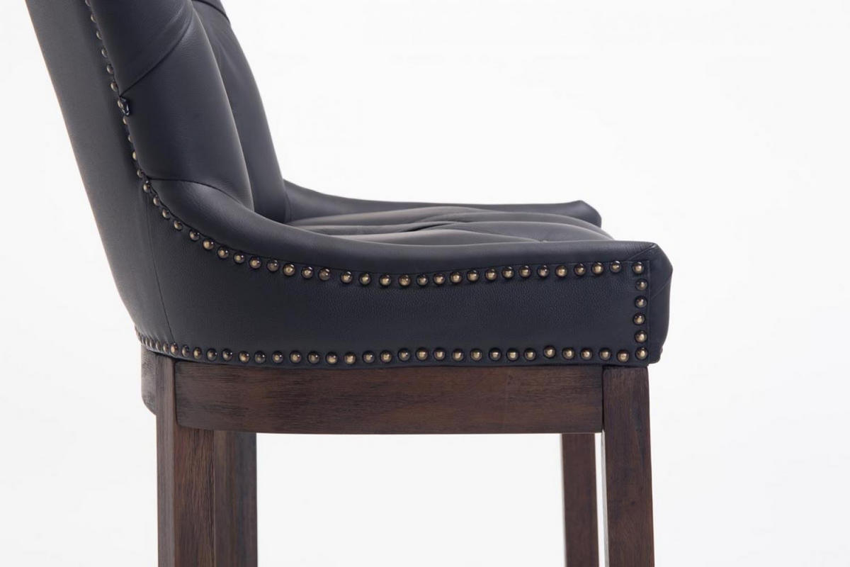 BARHOCKER 2er Set Echtleder schwarz - Schwarz, Leder/Holz (55/109/57cm) - CLP