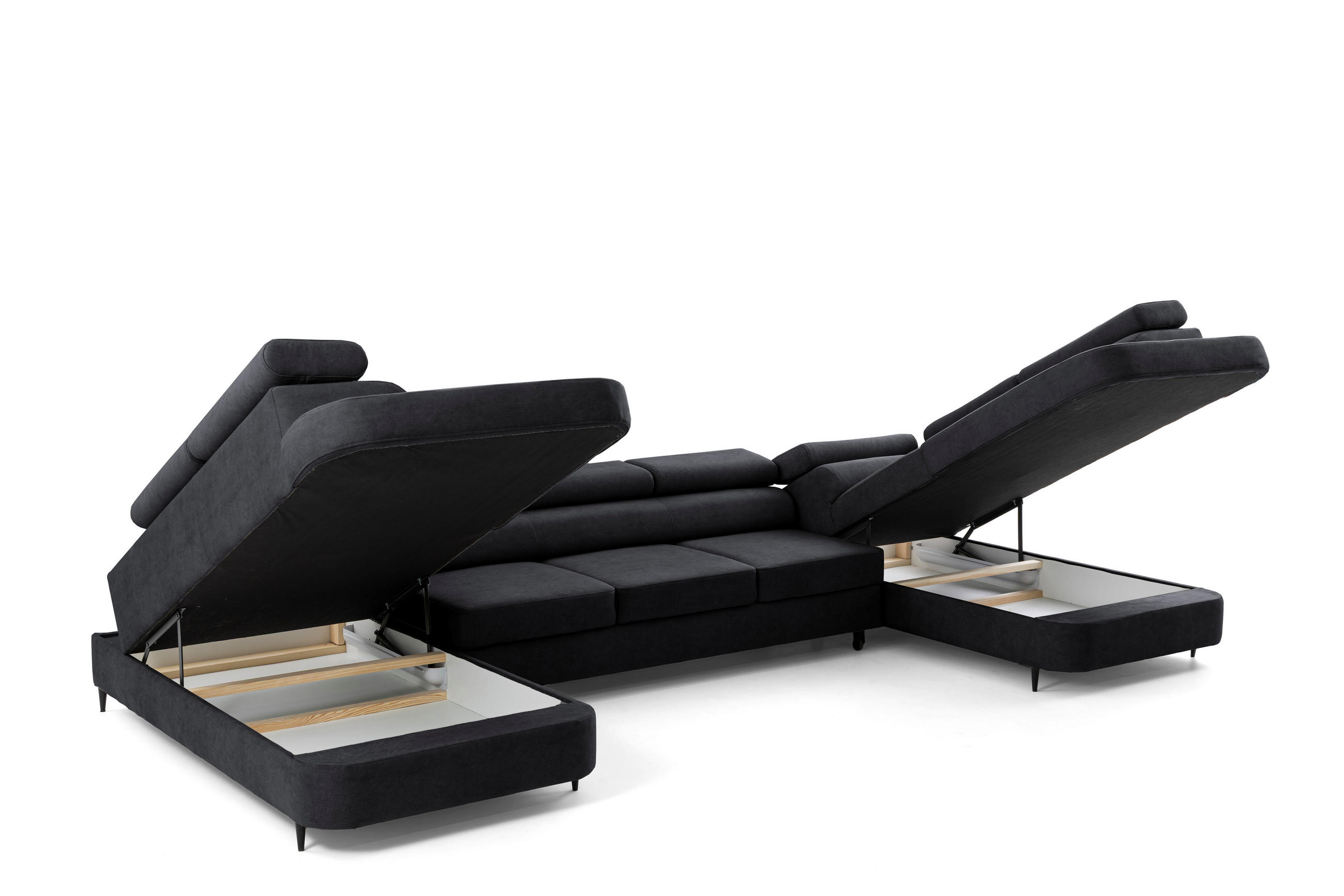 Thumbnail - Muffo Ecksofa, Dunkelgrau, Textil, 7-Sitzer, U-Form, 400x91x203 cm, Wohnzimmer, Sofas & Couches, Wohnlandschaften, Wohnl...