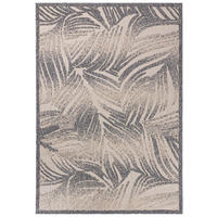 TEPPICH Beige In-Outdoor - Kurzflor Rechteckig, Motiv Pflanzen,Blätter,Blumen - Grau - 140 x 200 cm - Creme/Grau, Textil (140/200cm) - Mazovia