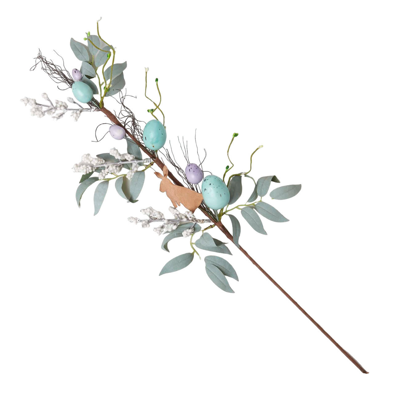 OSTERDEKO Zweig mit Eiern & Hase, 66 cm - Multicolor, Kunststoff (18/66/66cm) - Homescapes