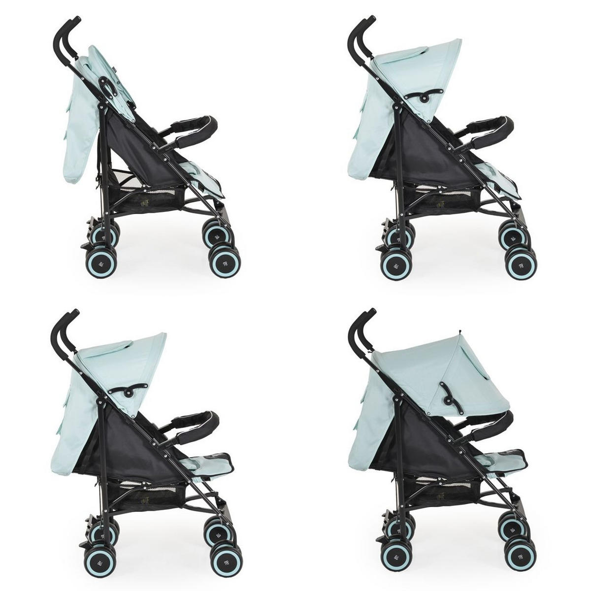 BUGGY Jerry blau schwarz Sonnendach, schwenkbare Vorderräder, EVA-Räder - Pastellgrün, Metall (72/47/100cm) - Moni