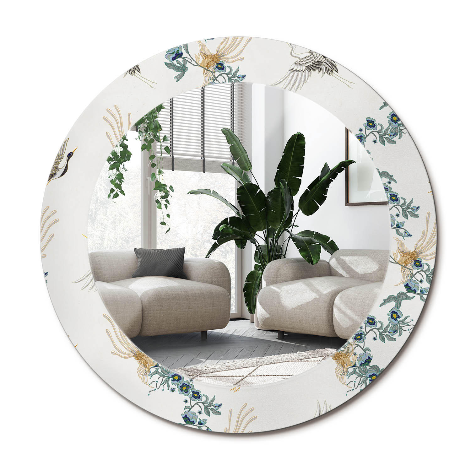 SPIEGEL Rund Ø 60 cm mit Aufdruck - Multicolor, Glas (60/60/0.4cm) - Wallfluent