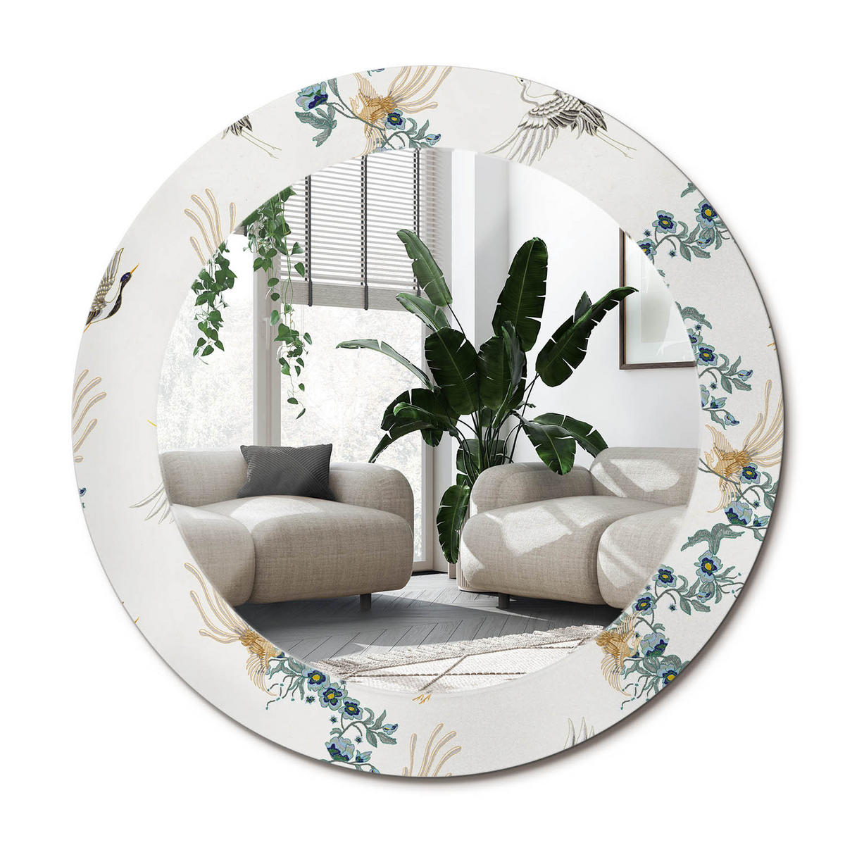 SPIEGEL Rund Ø 60 cm mit Aufdruck - Multicolor, Glas (60/60/0.4cm) - Wallfluent