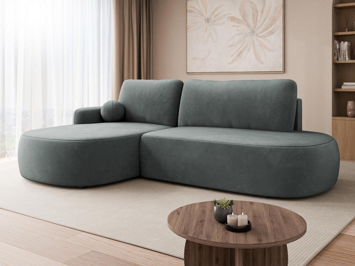 ECKSOFA Loridu O, Seite: Links - Schwarz/Graphitfarben, Holz/Kunststoff (274/174cm) - MIRJAN24