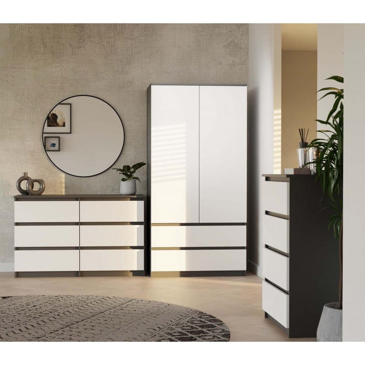 KOMMODE Anthrazit, Weiß 120/75/30 - Anthrazit/Weiß, Holzwerkstoff (120/75/30cm) - RAUMHIRSCH FURNITURE