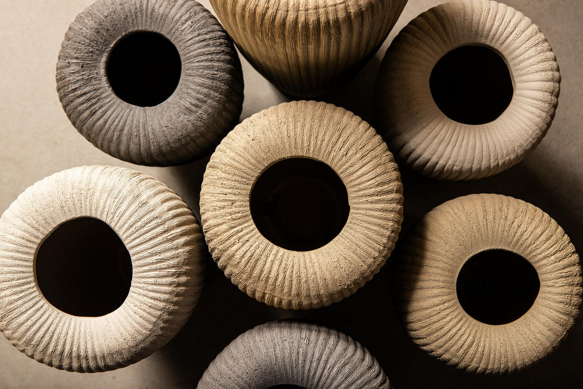 TOPF Zinet Taupe 15/15/30cm - Taupe, Keramik (30cm) - PTMD Collection