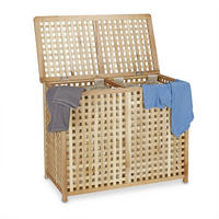WÄSCHESAMMLER - Hellbraun, Holz/Textil (87.9/68.1/46.1cm) - Relaxdays