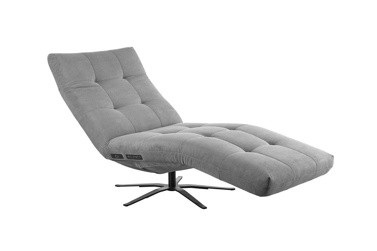 RELAXLIEGE LETICIA Grau Cord - Schwarz/Grau, Textil/Metall (82/115/156cm) - KAWOLA