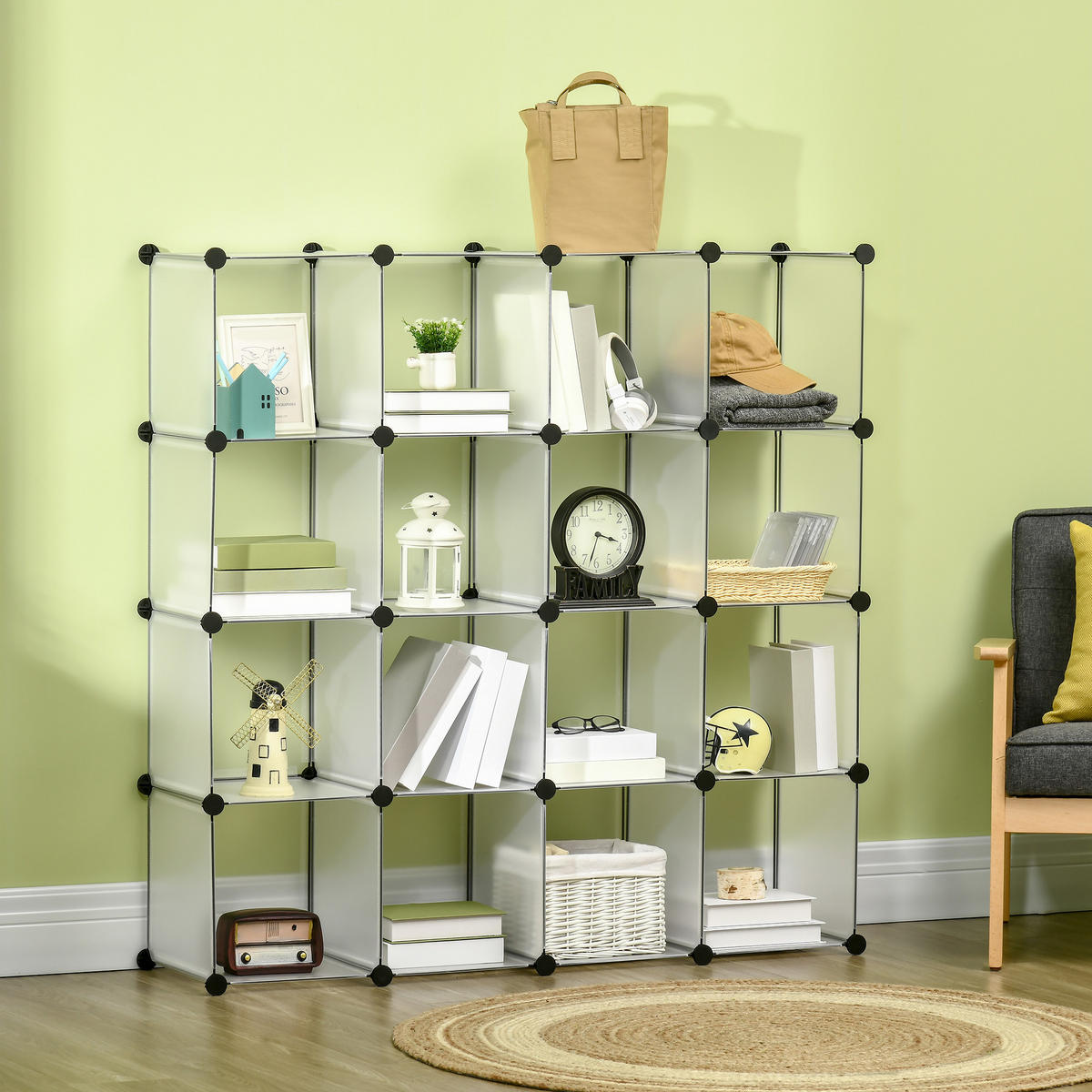 DIY Regalsystem, Kleiderschrank, Weiß - Weiß, Metall (32/125/125cm) - HOMCOM