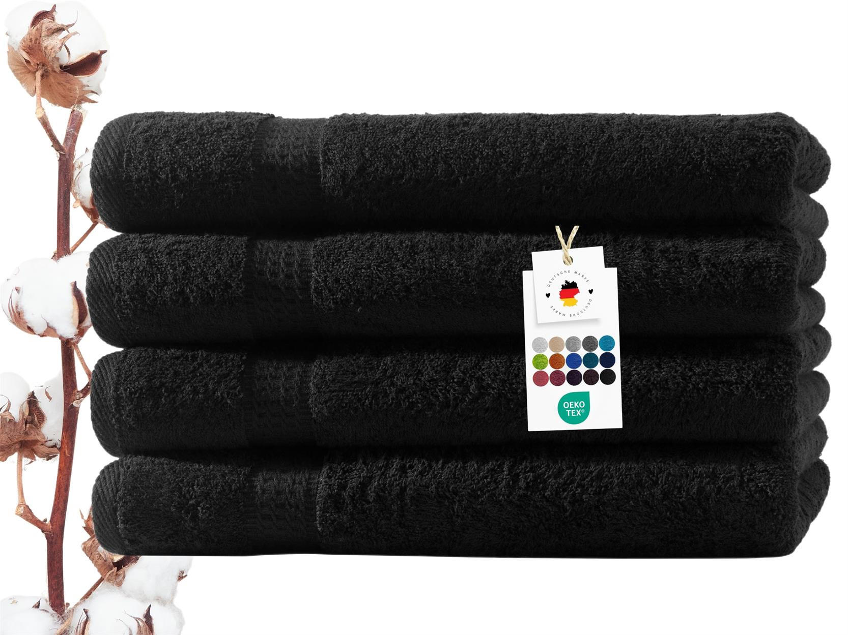 HANDTUCH 50x100 cm Frottier Handtücher im 4er Set aus 100% Baumwolle, Schwarz 500g/m2 - Schwarz, Textil (50/100cm) - Carpe Sonno