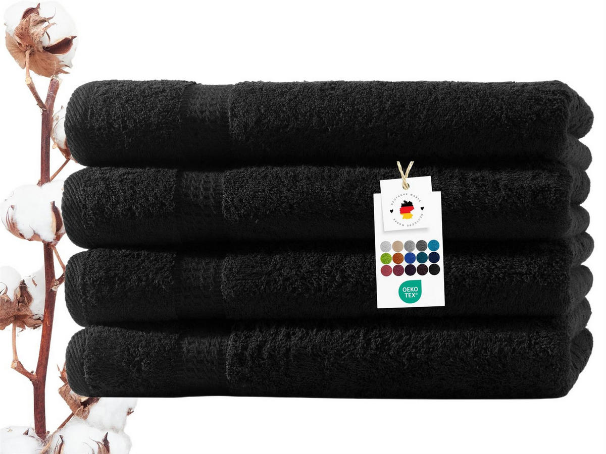 DUSCHTUCH 70x140 cm Frottier Handtücher im 4er Set aus 100% Baumwolle, Schwarz 500g/m2 - Schwarz, Textil (70/140cm) - Carpe Sonno