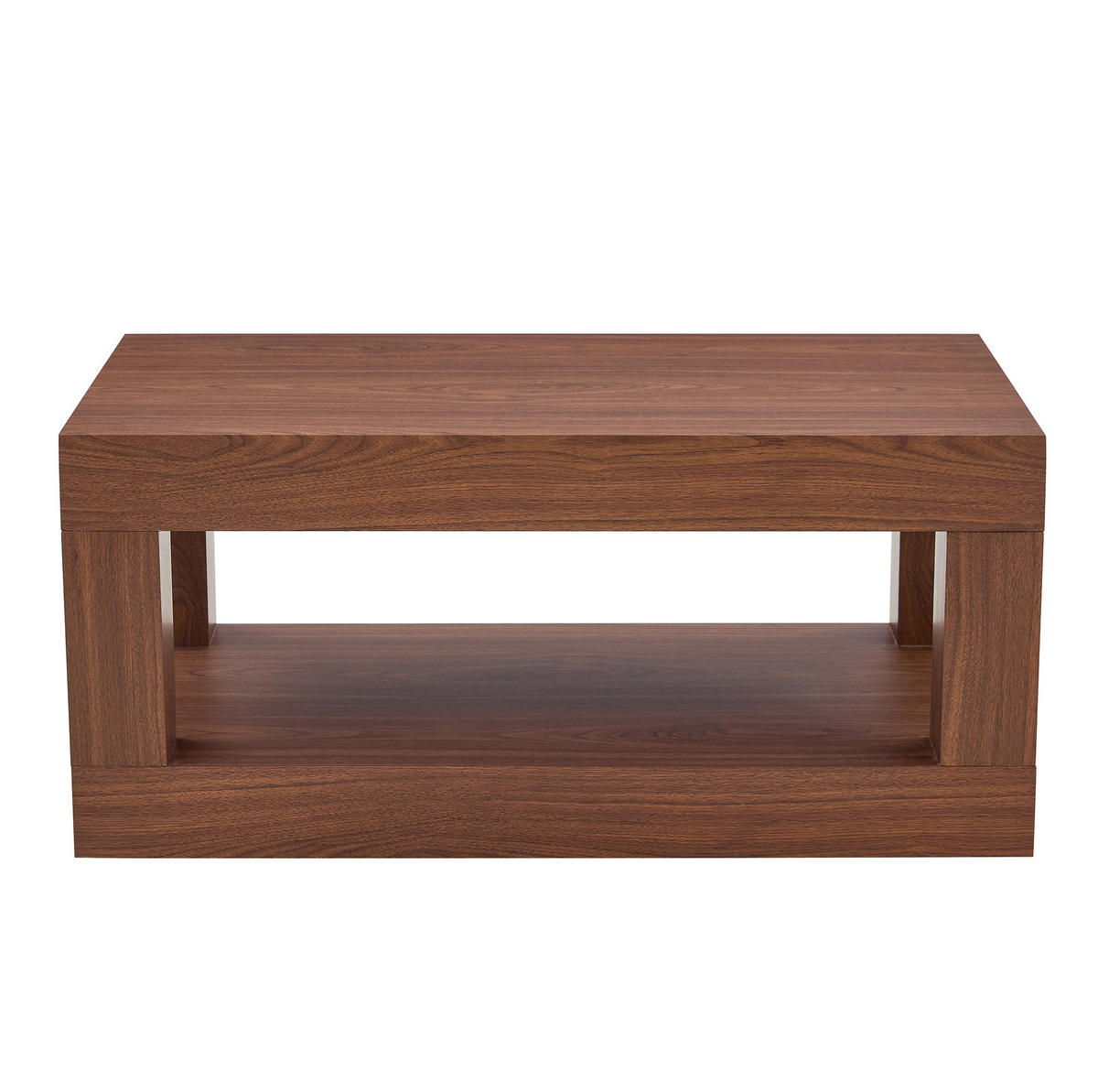 COUCHTISCH aus MDF in Walnuss 93x53x46 cm mit offenem Ablageregal - Walnussfarben, Holzwerkstoff (93/53/46cm) - Modfu