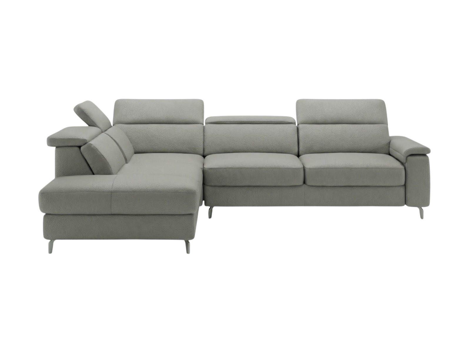 ECKSOFA Ambassador Echtleder Perlgrau - Hellgrau, Leder/Metall (224/272cm)