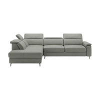 ECKSOFA Ambassador Echtleder Perlgrau - Hellgrau, Leder/Metall (224/272cm)
