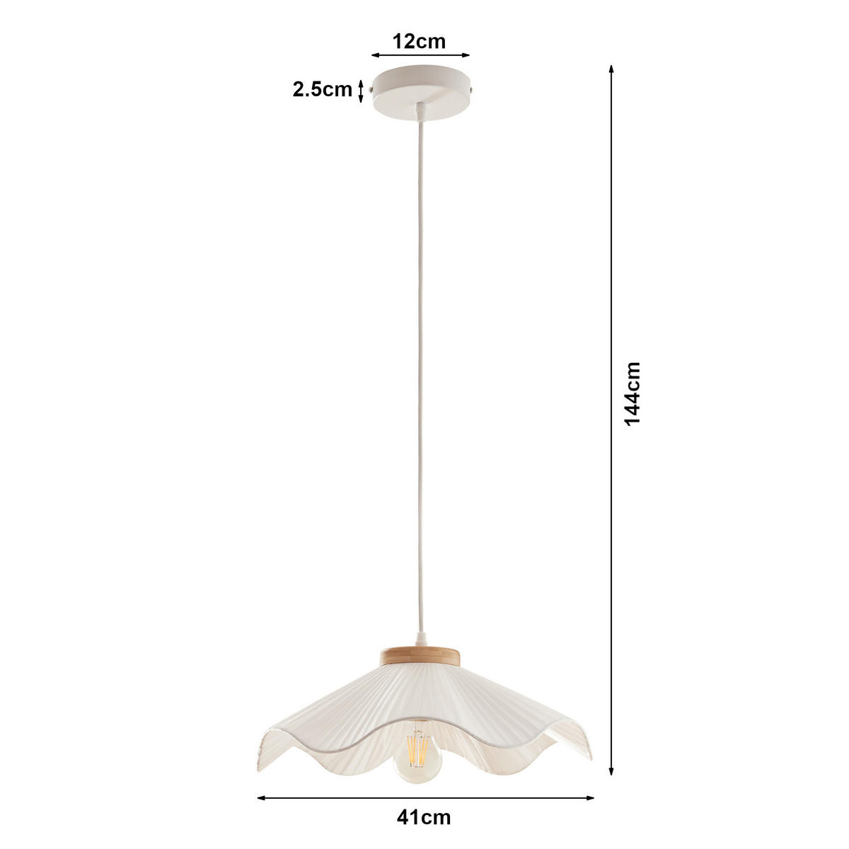 HÄNGELEUCHTE Broadway - Weiß, Textil/Metall (41/41/144cm) - lux.pro