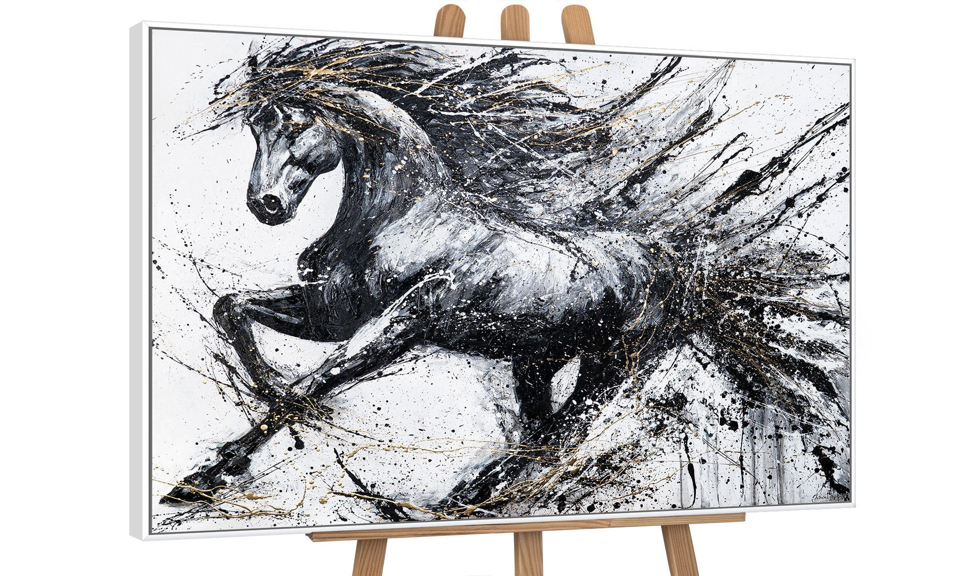GEMÄLDE Energie der Geschwindigkeit Schattenfugenrahmen Weiß 140x100 cm - Weiß, Holz (140/100cm) - YS-art gallery