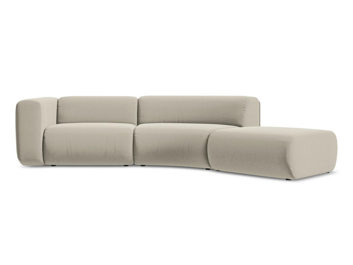 4-SITZER-SOFA Samt Stoff Creme - Perlmutt/Creme, Kunststoff/Textil (335/70/166cm) - Makamii