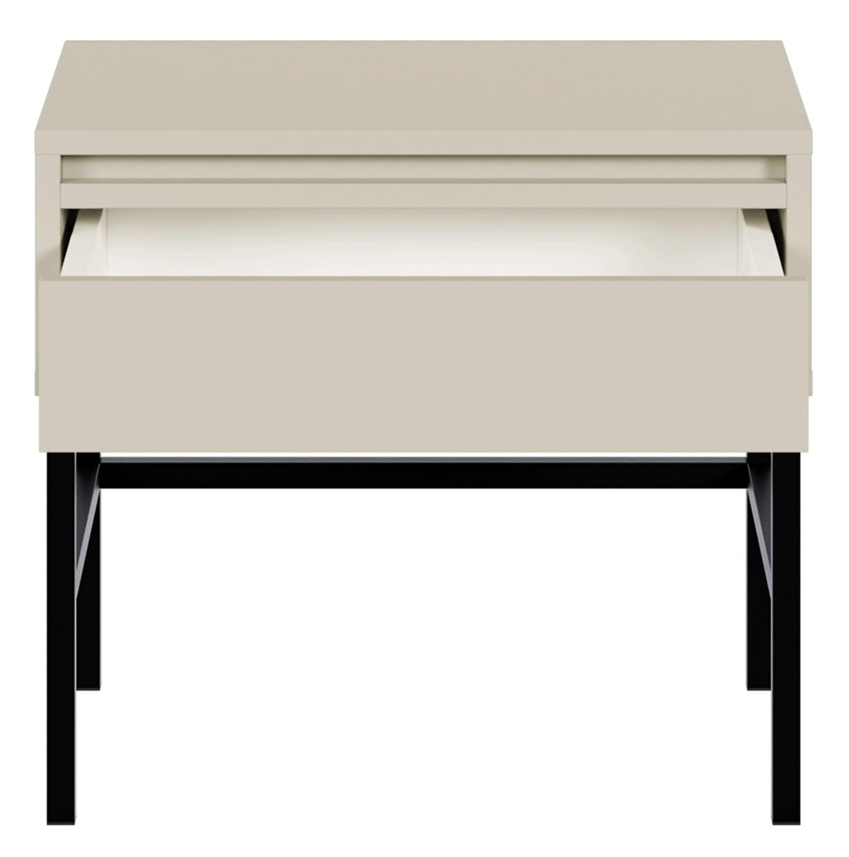 NACHTISCH Evo Greige mit schwarzem Gestell, 50 cm - Greige/Schwarz, Holzwerkstoff/Metall (50/44/34cm) - Selsey