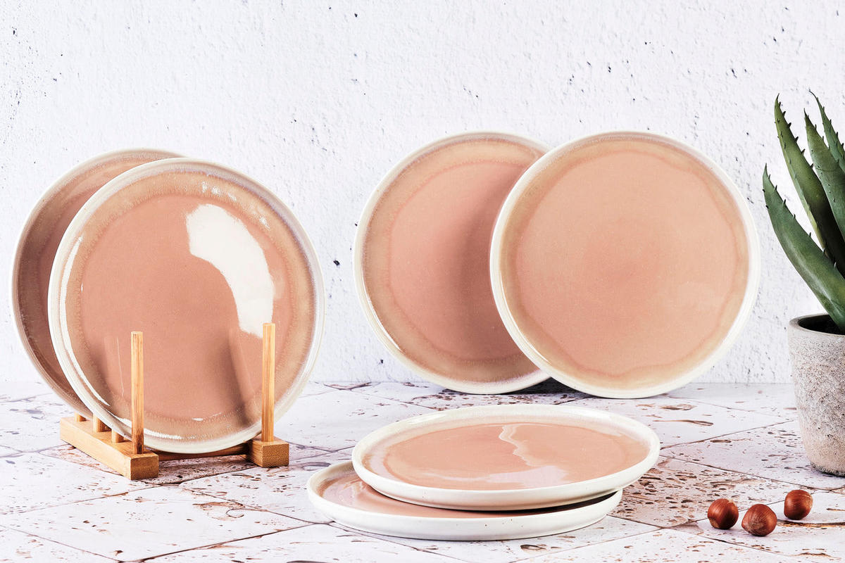 TELLER Oxygen Ø21,5cm - 6er-Set -Puderrosa - Pink, Keramik (21.5cm) - Björn