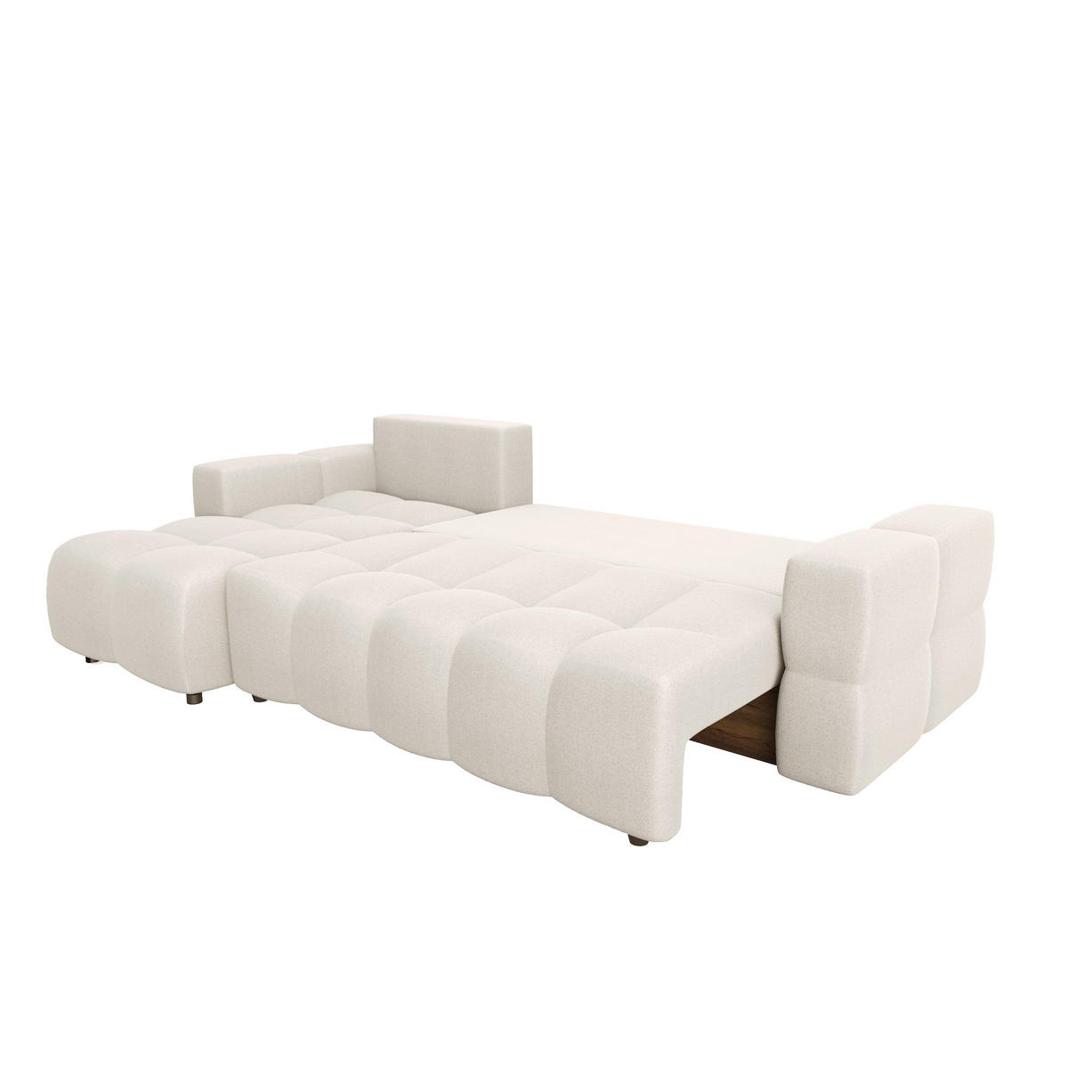 ECKSOFA LINKS SCHLAFSOFA Mit Stauraum Stoff creme 286 cm - Creme, Textil (169/286cm) - Sia Home