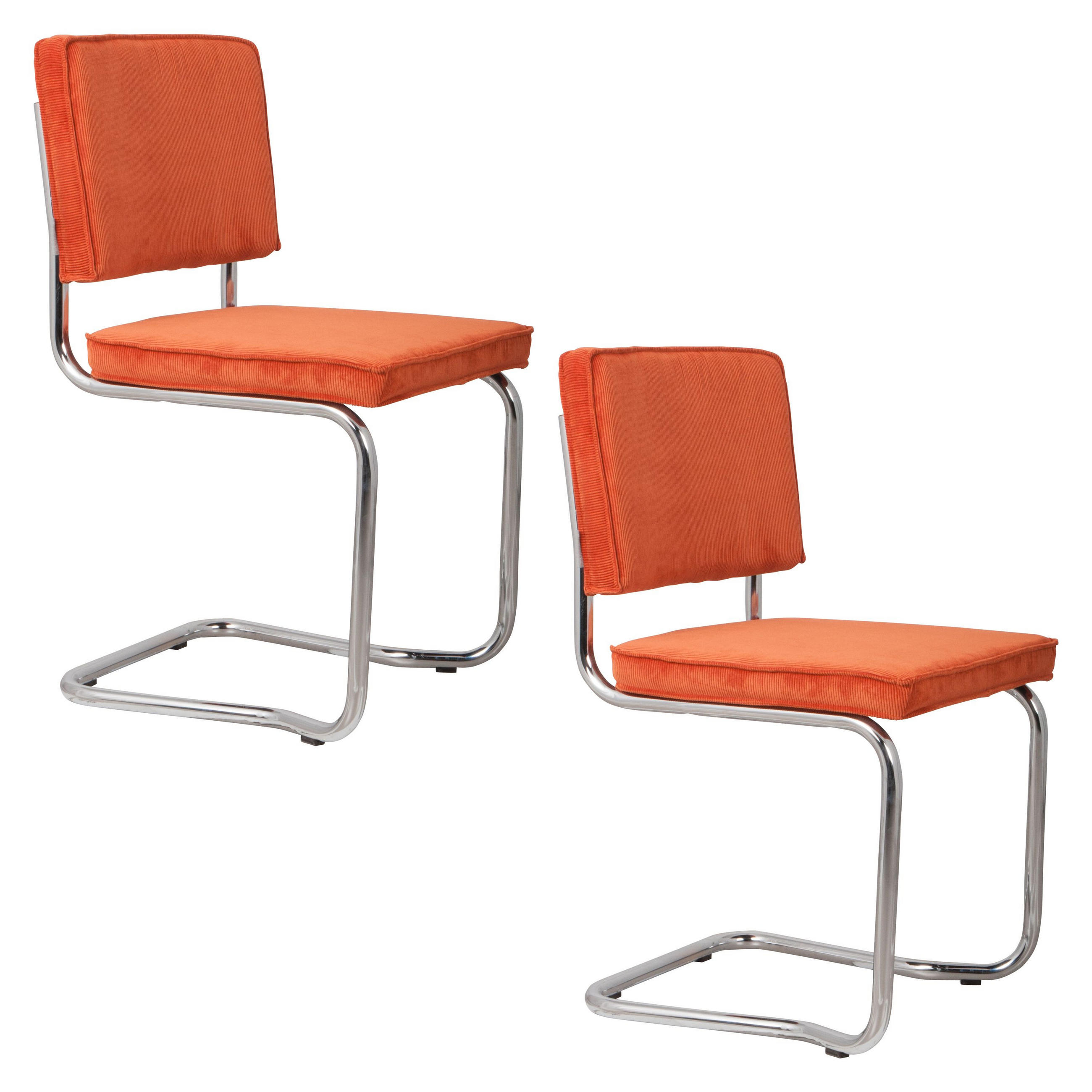 ESSZIMMERSTUHL Ridge Kink Rib Orange - 2 er Set - Orange, Textil (48/85/50cm) - Zuiver