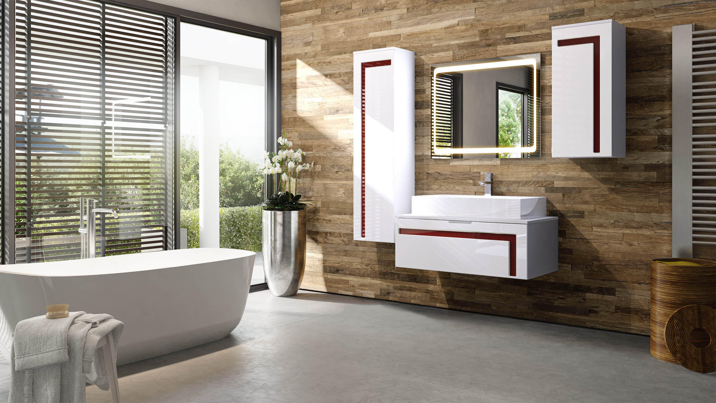 Thumbnail - Vladon Badmöbelset, Bordeaux, Holzwerkstoff, 200x193x51 cm, Badezimmer, Badmöbelsets & Badmöbelserien, Badmöbel-Sets