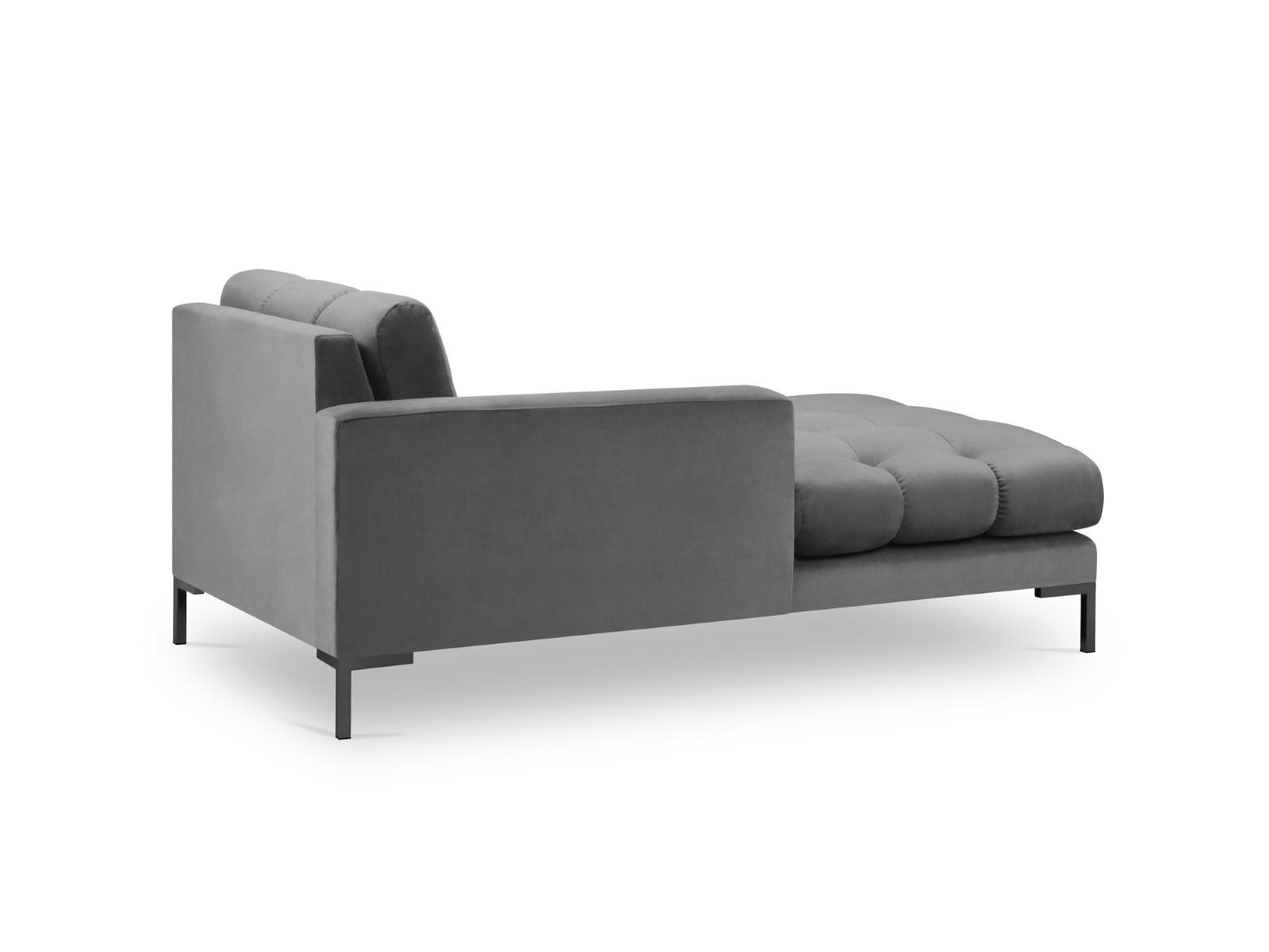 CHAISELONGUE links Mamaia aus Samt hellgrau - Hellgrau, Textil (102/75/185cm) - Micadoni