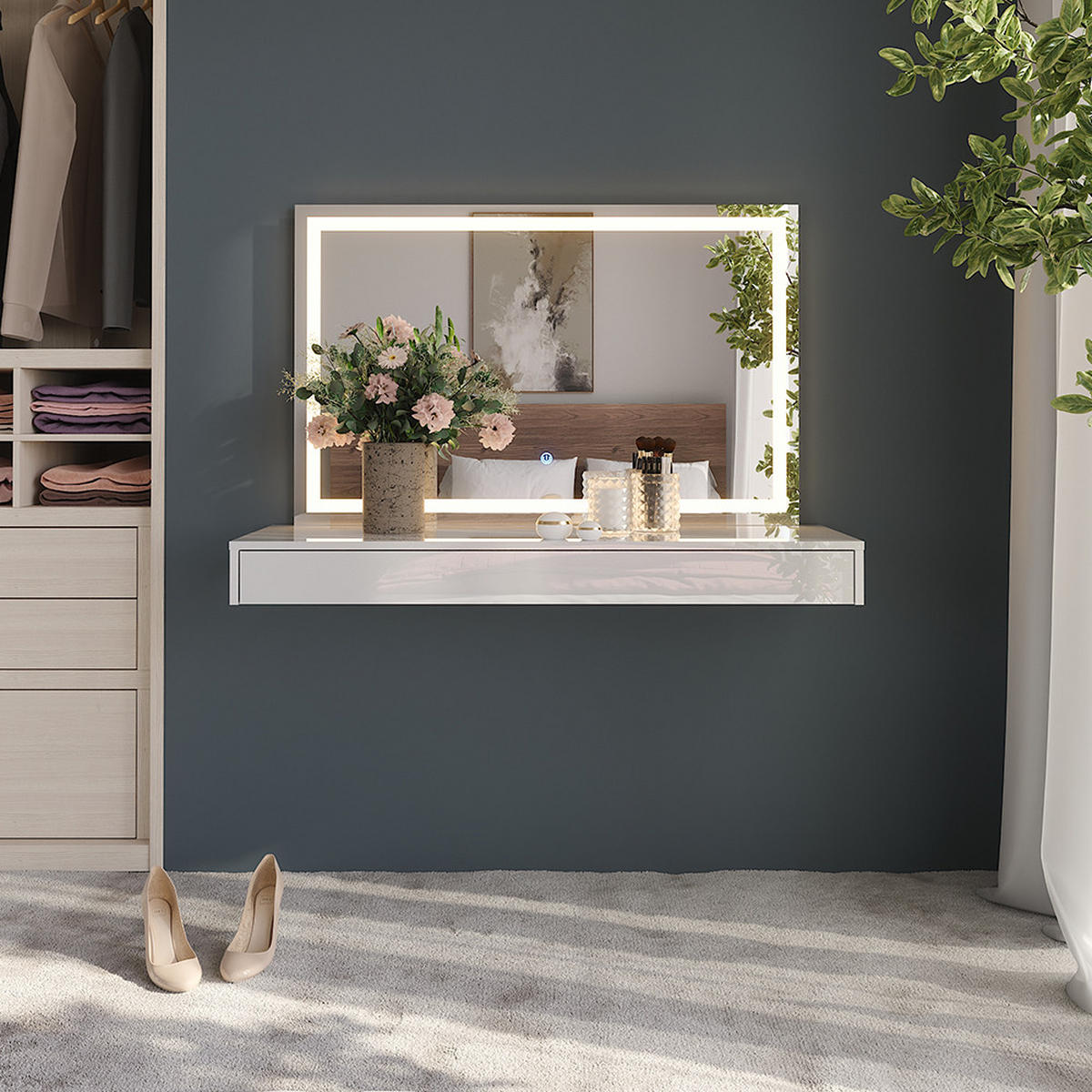 TOALETNÍ STOLEK Sherry Bílá - bílá, kompozitní dřevo (120/12/40.1cm) - Vicco