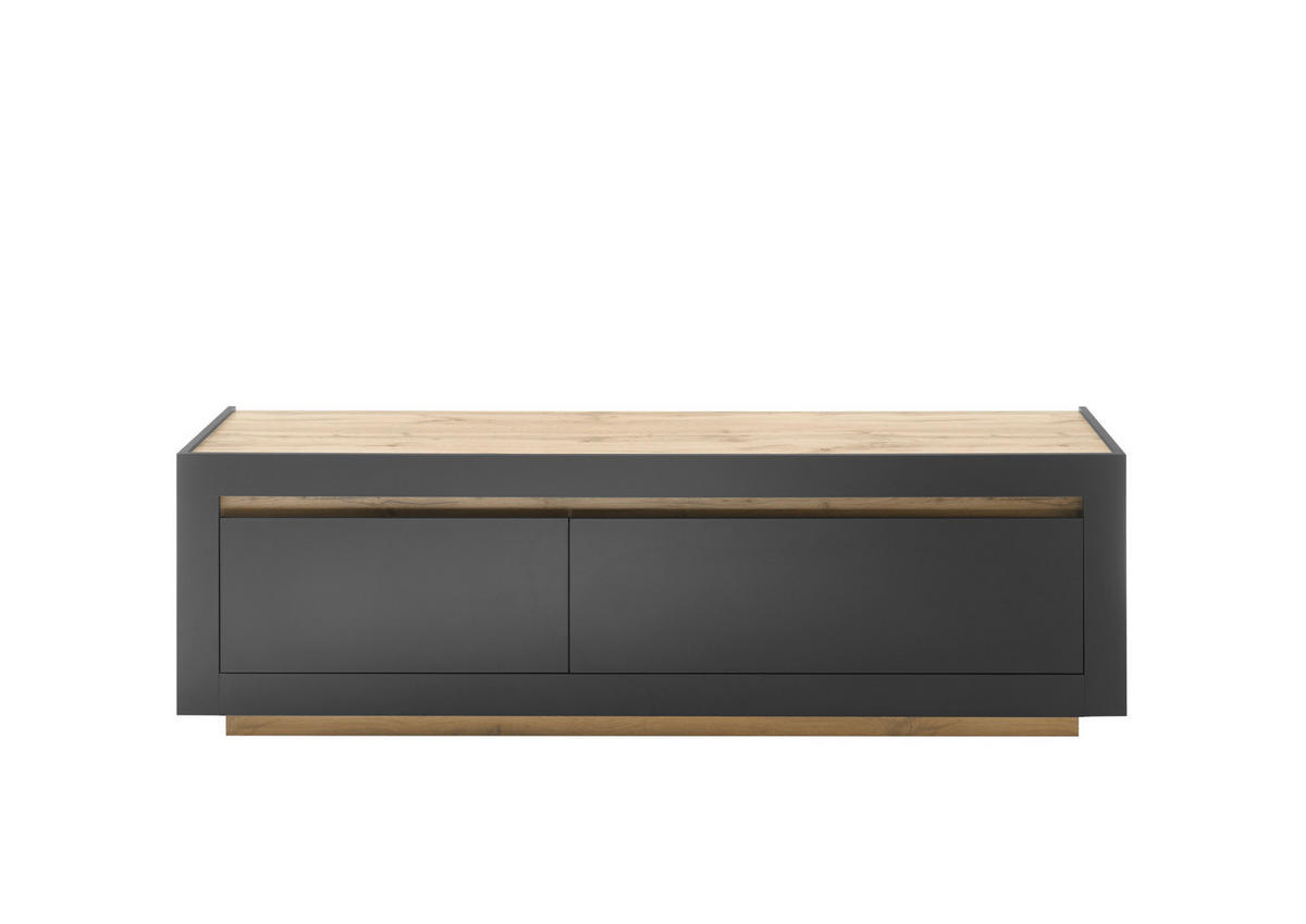 LOWBOARD M11 Anthrazit & Wotan Eiche 180/56/50 cm breit - Dunkelgrau, Holzwerkstoff (180/56/50cm) - Livojo