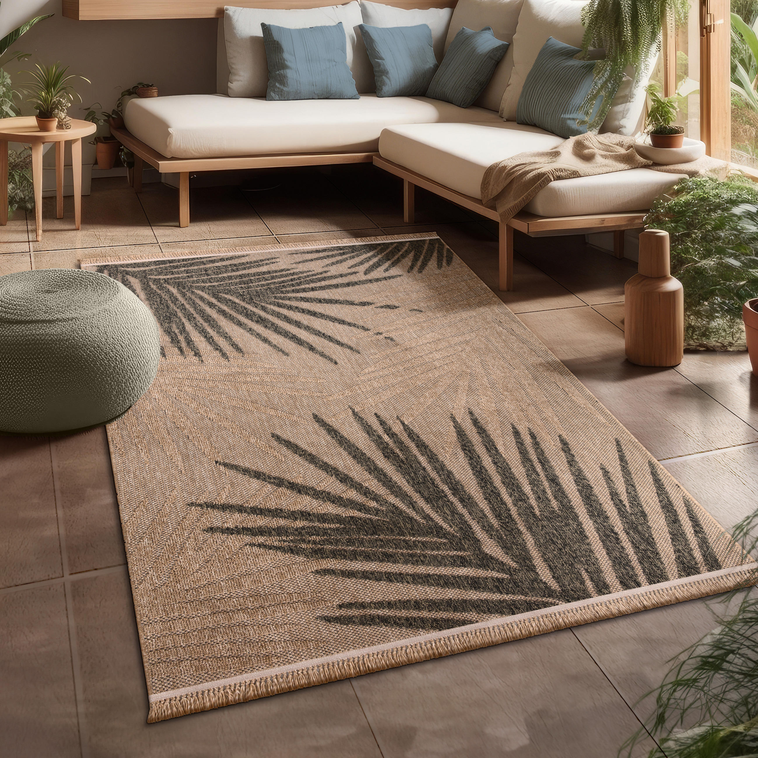 Thumbnail - Paco Home Outdoorteppich, Beige, Textil, Rechteckig, 120x160 cm, strapazierfähig, für Fußbodenheizung geeignet, Teppiche...