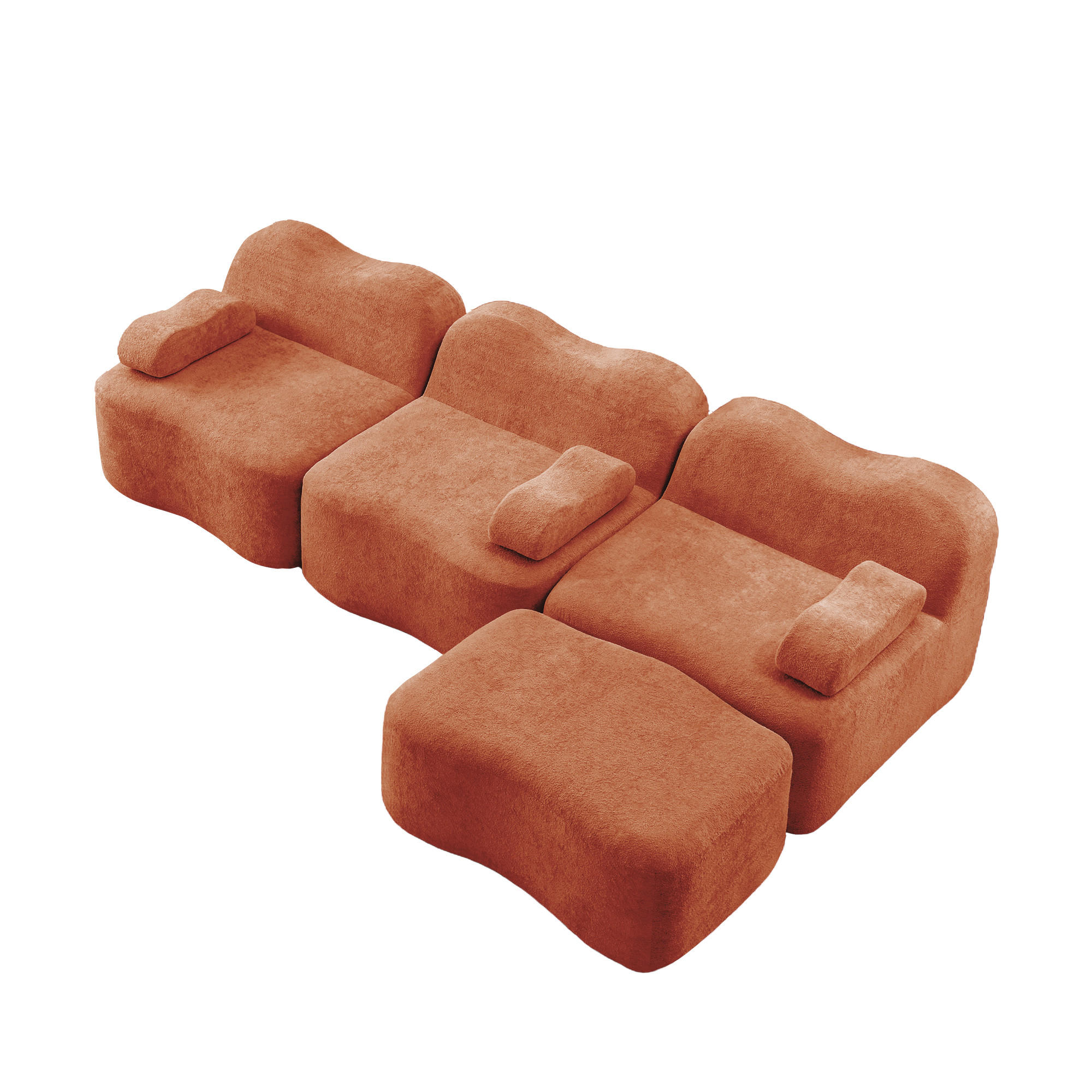 ECKSOFA DE-34348 L-Form mit Ottoman Orange - Orange, Textil (167/288cm) - ComfortXL