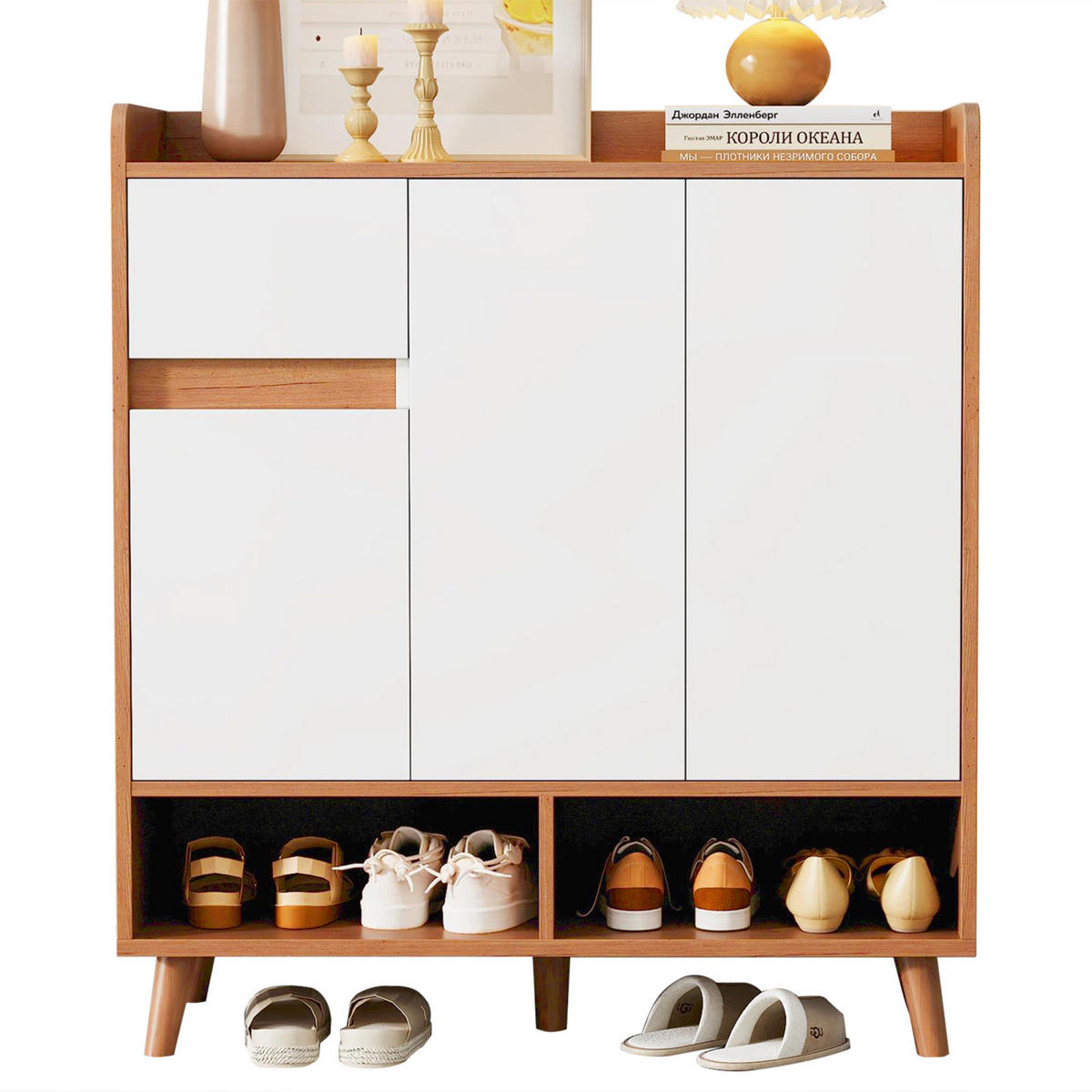 SCHUHKOMMODE Sideboard 90x35x99 cm mit verstellbaren Einlegeböden - Braun, Holz (90/99/35cm) - PARAFTA HOME