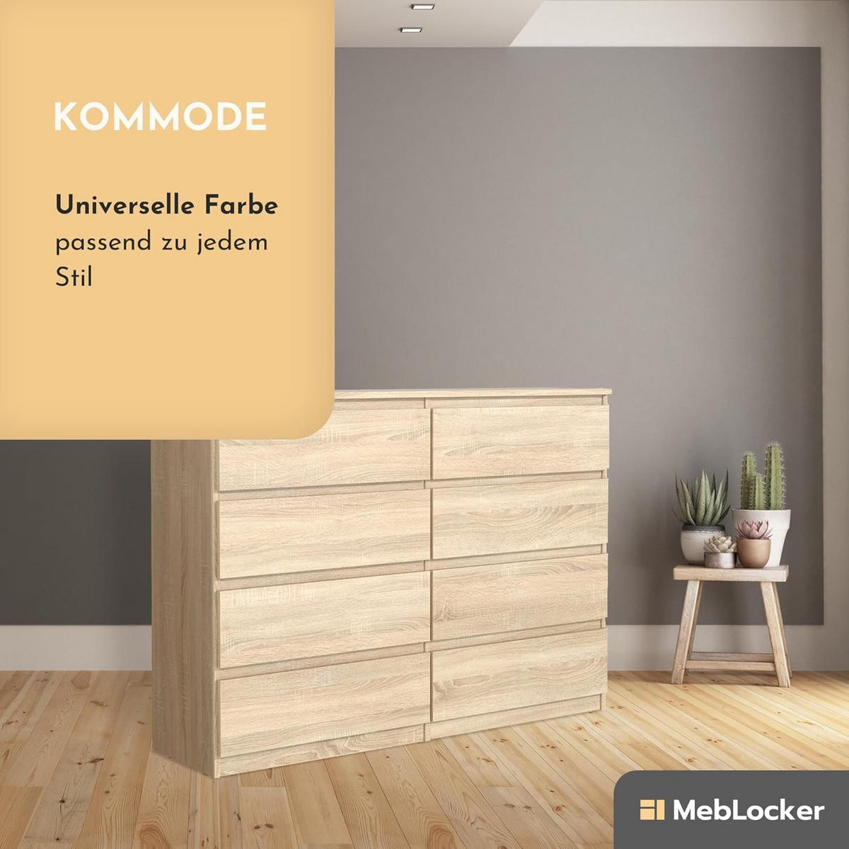 KOMMODE mit Schubladen SonomaEiche 120x101,5x39 cm - Sonoma Eiche, Holzwerkstoff (120/101/39cm) - MebLocker