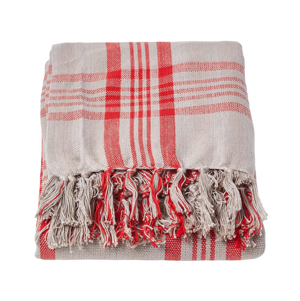 ÜBERWURF 225/255 cm, Schottenkaro, 100% Baumwolle - Dunkelrot, Textil (225/255cm) - Homescapes