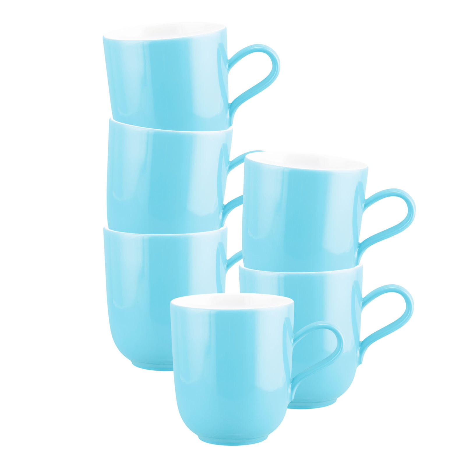 HENKELBECHER Liberty Pure Colors Lagoon Blue 400 ml 6er Set - Blau, Keramik (0.4L) - Seltmann Weiden