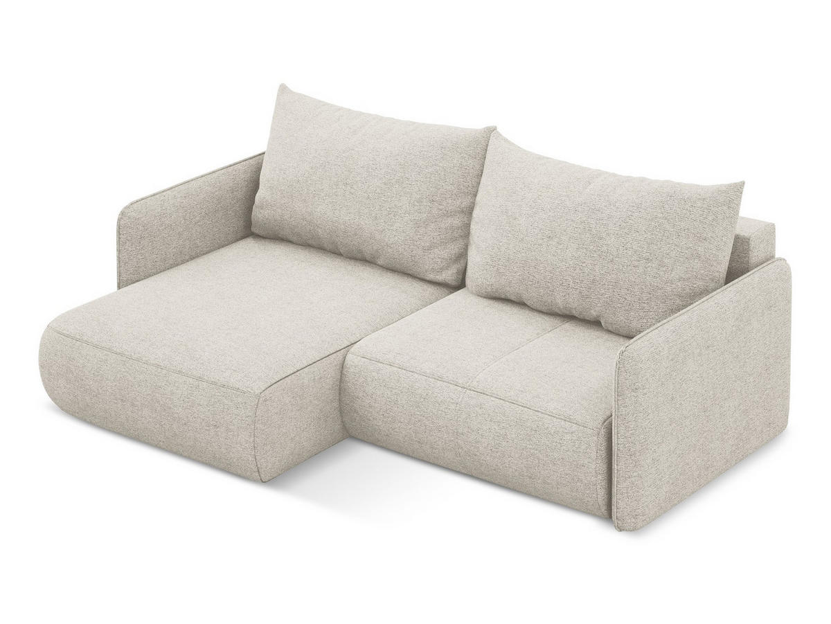 ECKSOFA mit Schlaffunktion Chenille Stoff Grau - Silberfarben/Schwarz, Kunststoff/Textil (148/207cm) - Makamii