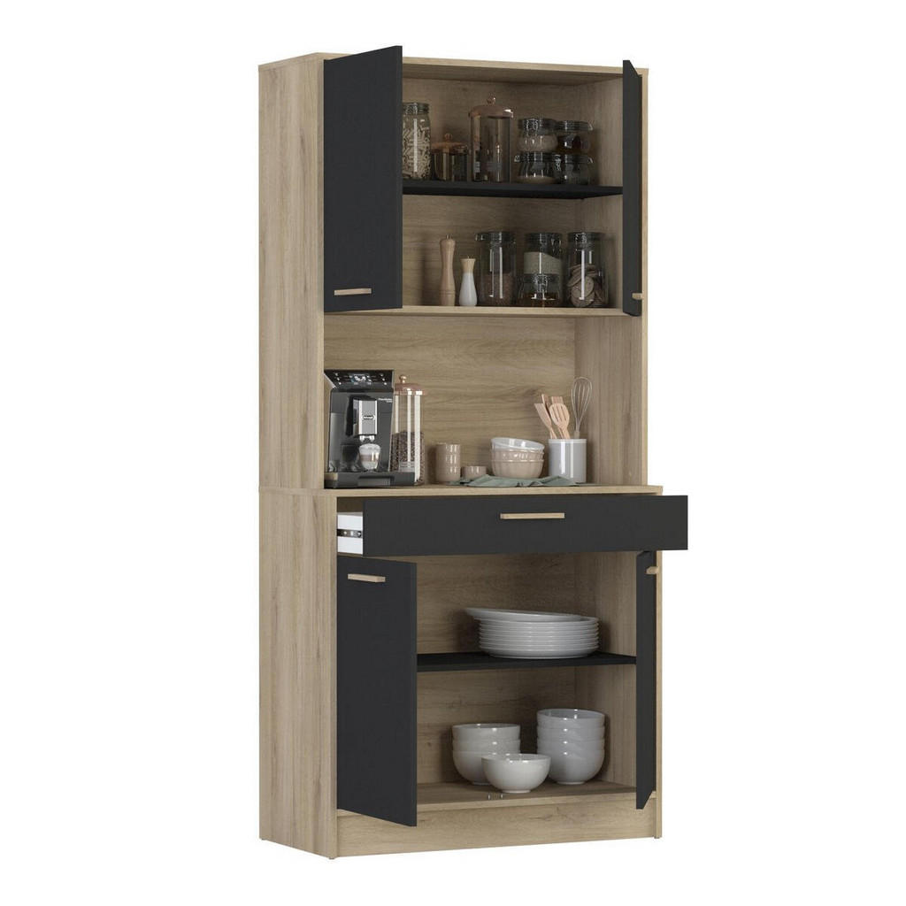 Thumbnail - Calicosy Highboard, Braun, Holzwerkstoff, 40x176.1x83.3 cm, Wohnzimmer, Kommoden & Sideboards, Highboards