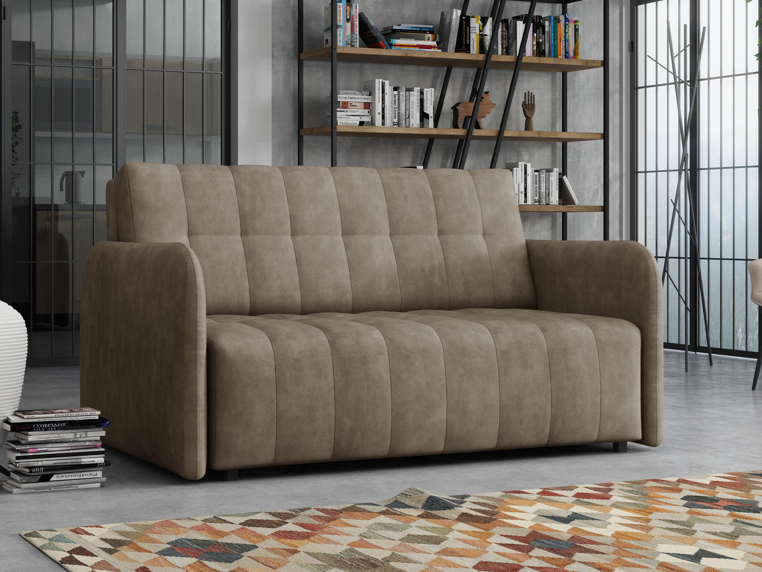 SCHLAFSOFA Viva Grand III - Schwarz/Naturfarben, Holz/Kunststoff (145/85/95cm) - MIRJAN24