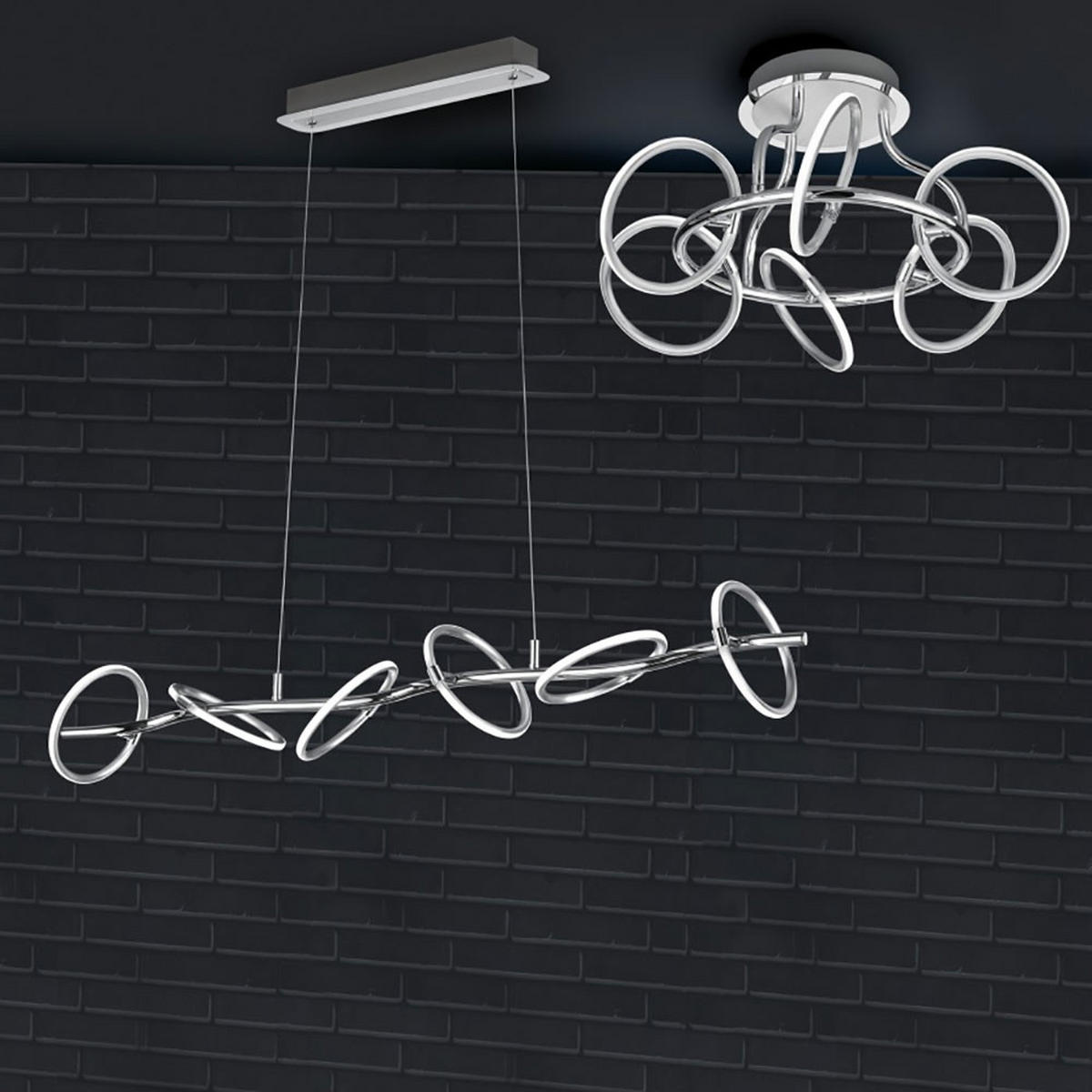 LED HÄNGELAMPE Chrom Silber - Silberfarben, Metall (115/17/150cm)