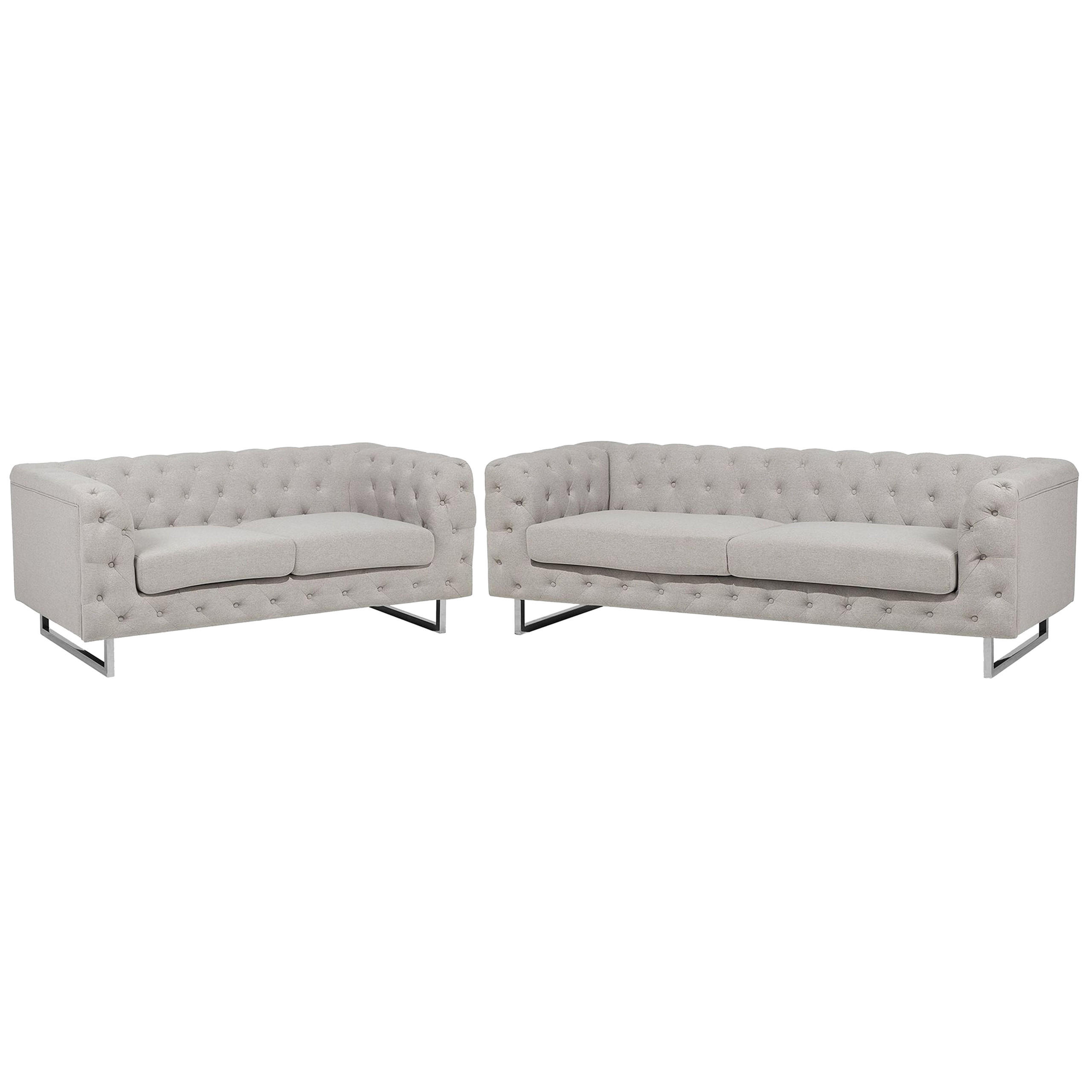 5-SITZER SOFA SET Polsterbezug Beige Vissland - Beige, Textil (215/71/87cm) - Beliani