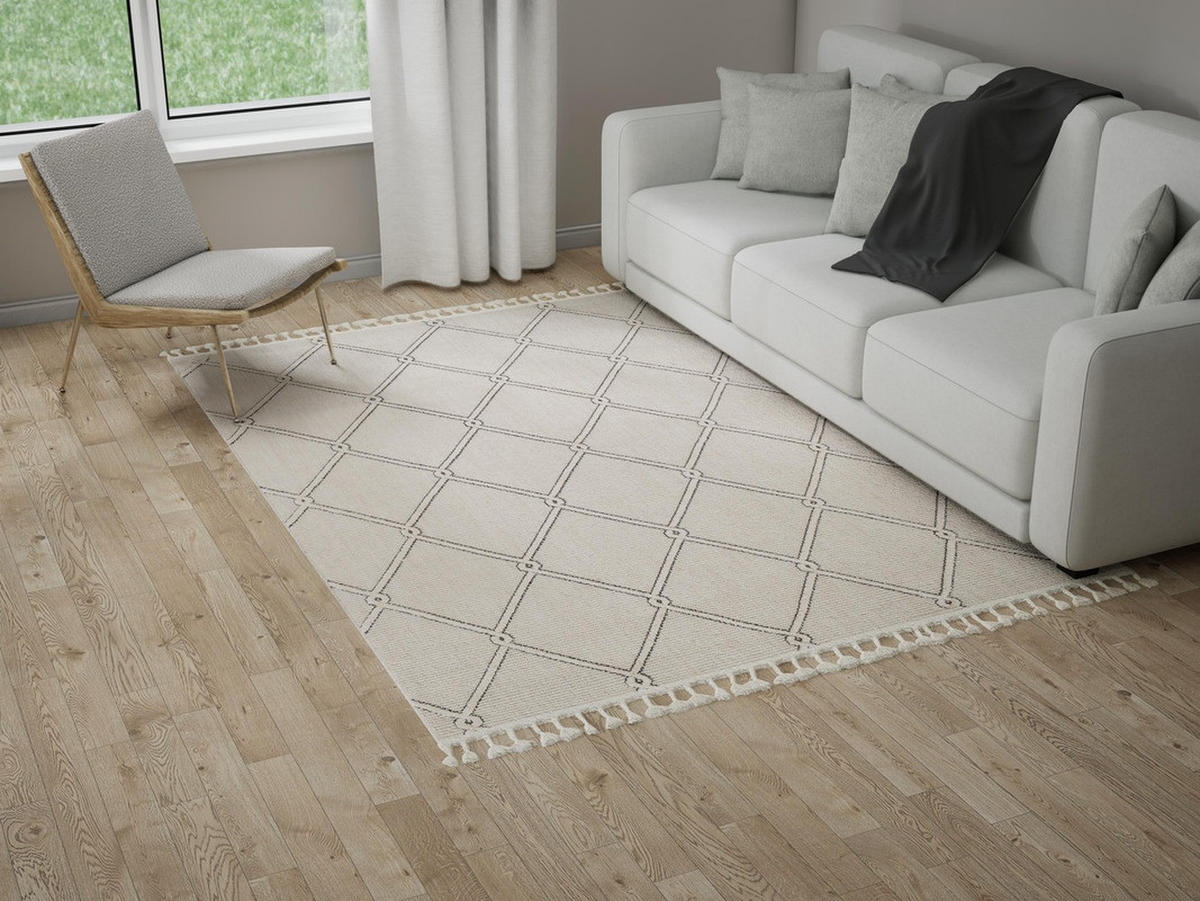 FLACHGEWEBE-TEPPICH Capo Creme/Anthrazit 150x220 cm - Multicolor, Textil (150/220cm) - Vercai Rugs