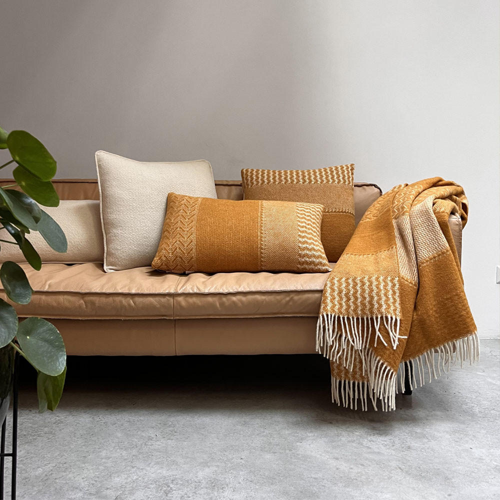 WOLLDECKE Uptown Neuseeländische Lammwolle Ocker 140x200 - Gelb, Textil (140/200cm) - Malagoon