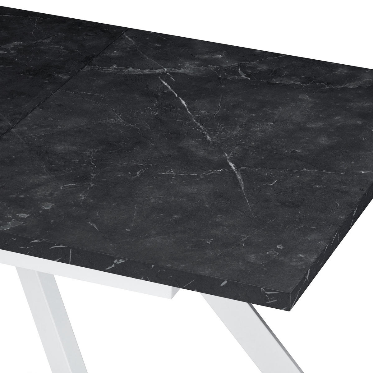 ESSTISCH SVEN 120-160/80/76 cm Marmor-Schwarz - Anthrazit/Weiß, Holzwerkstoff/Metall (80/120/76cm) - B&D Home