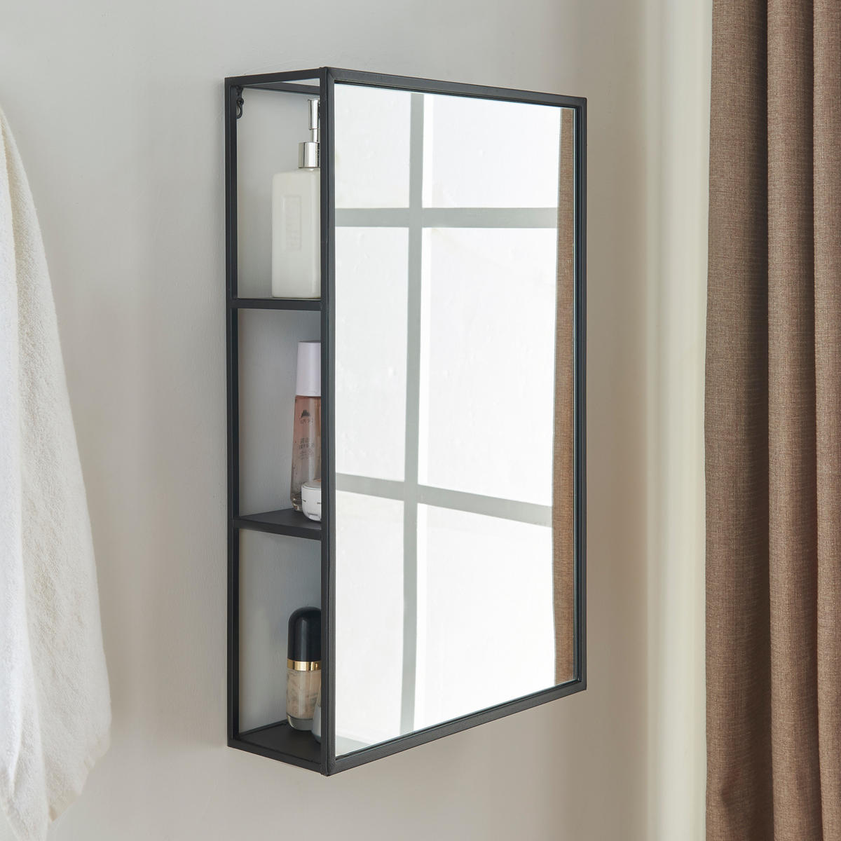 WANDSPIEGEL Sunne - Schwarz, Glas/Metall (60/13/36cm) - [en.casa]